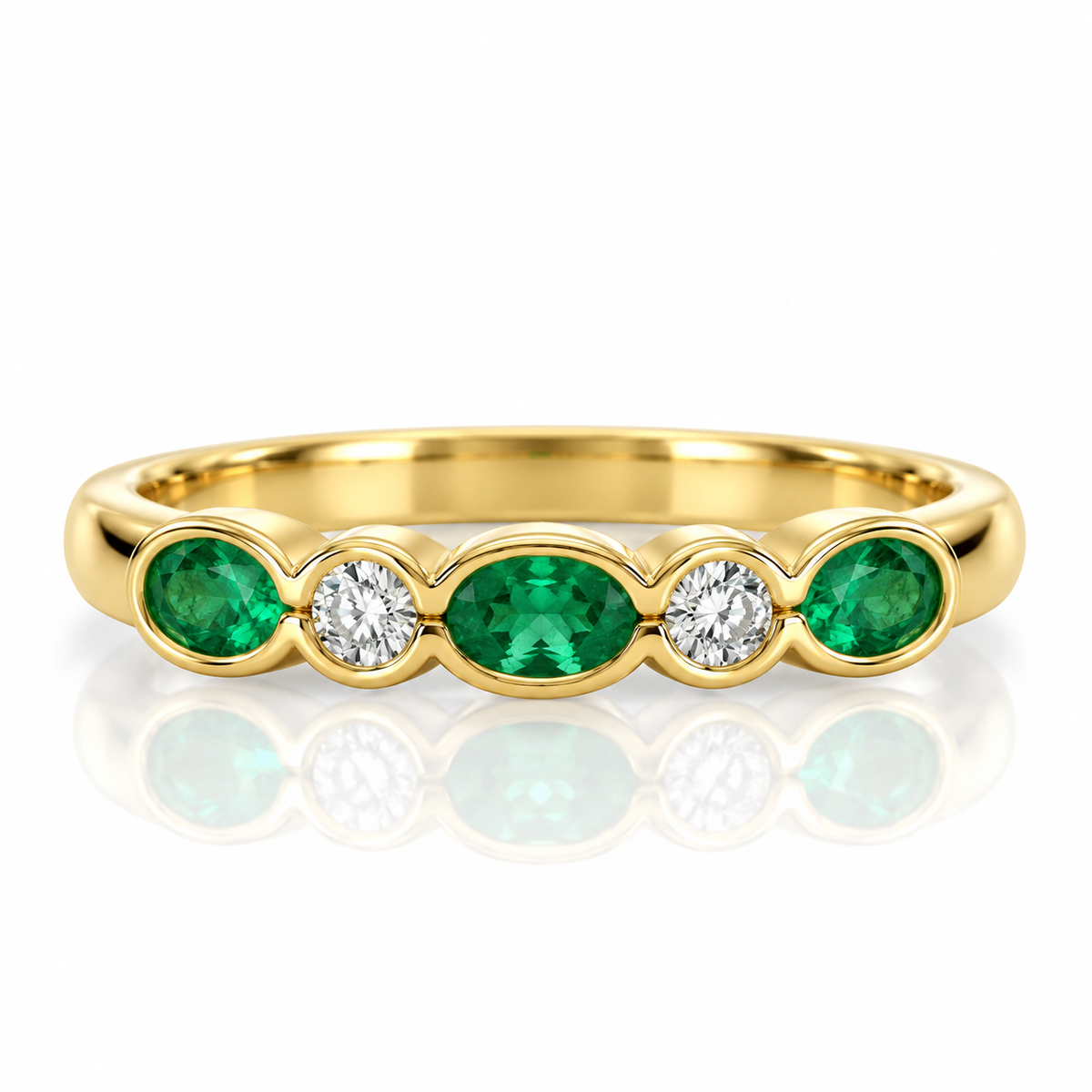 9kt Emerald and Diamond Dress Ring