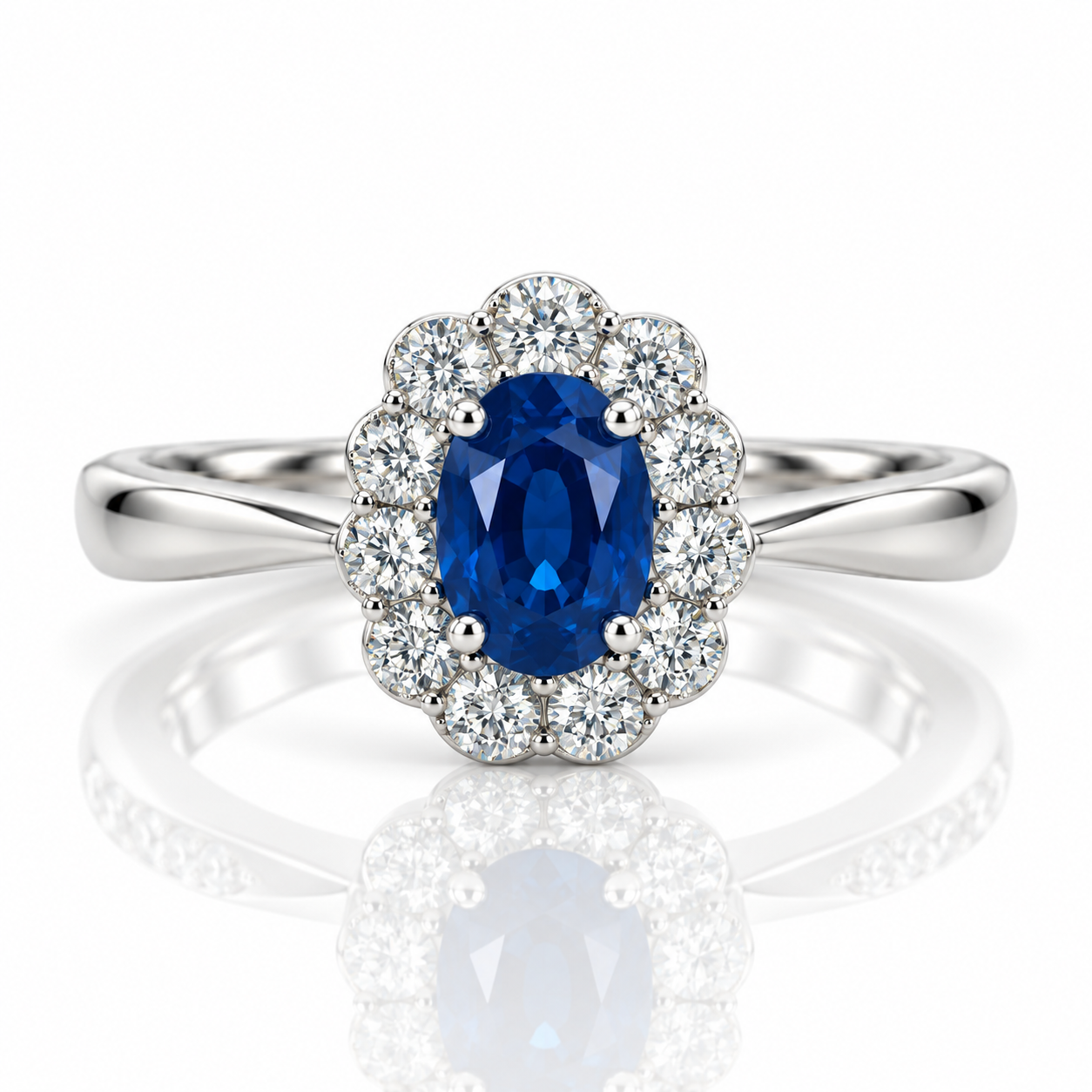 18kt Sapphire and Diamond Flower Dress Ring