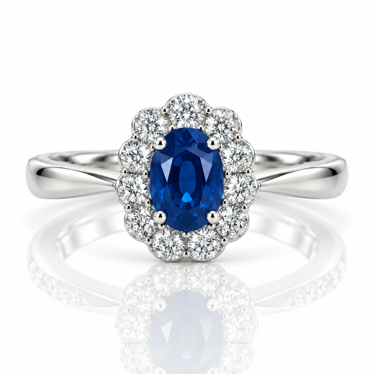 18kt Sapphire and Diamond Flower Dress Ring