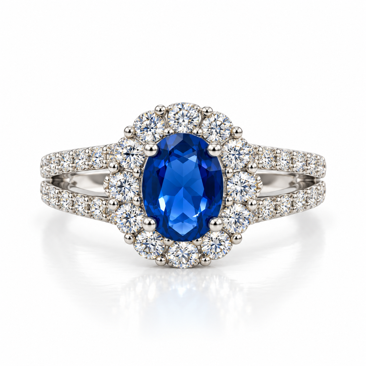 Blue CZ Cluster Dress Ring