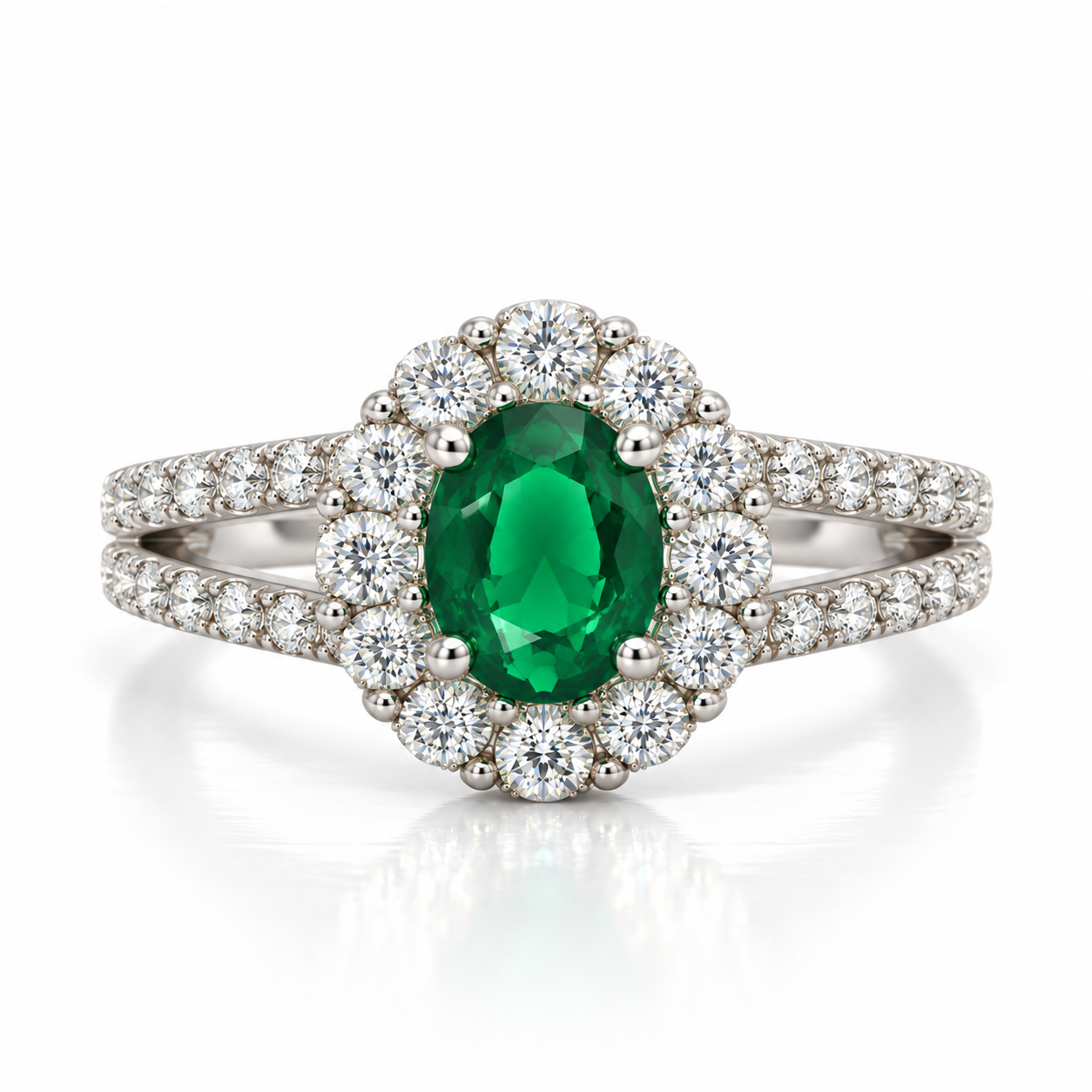 Green CZ Cluster Dress Ring