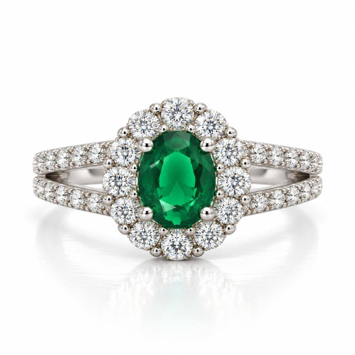 Green CZ Cluster Dress Ring