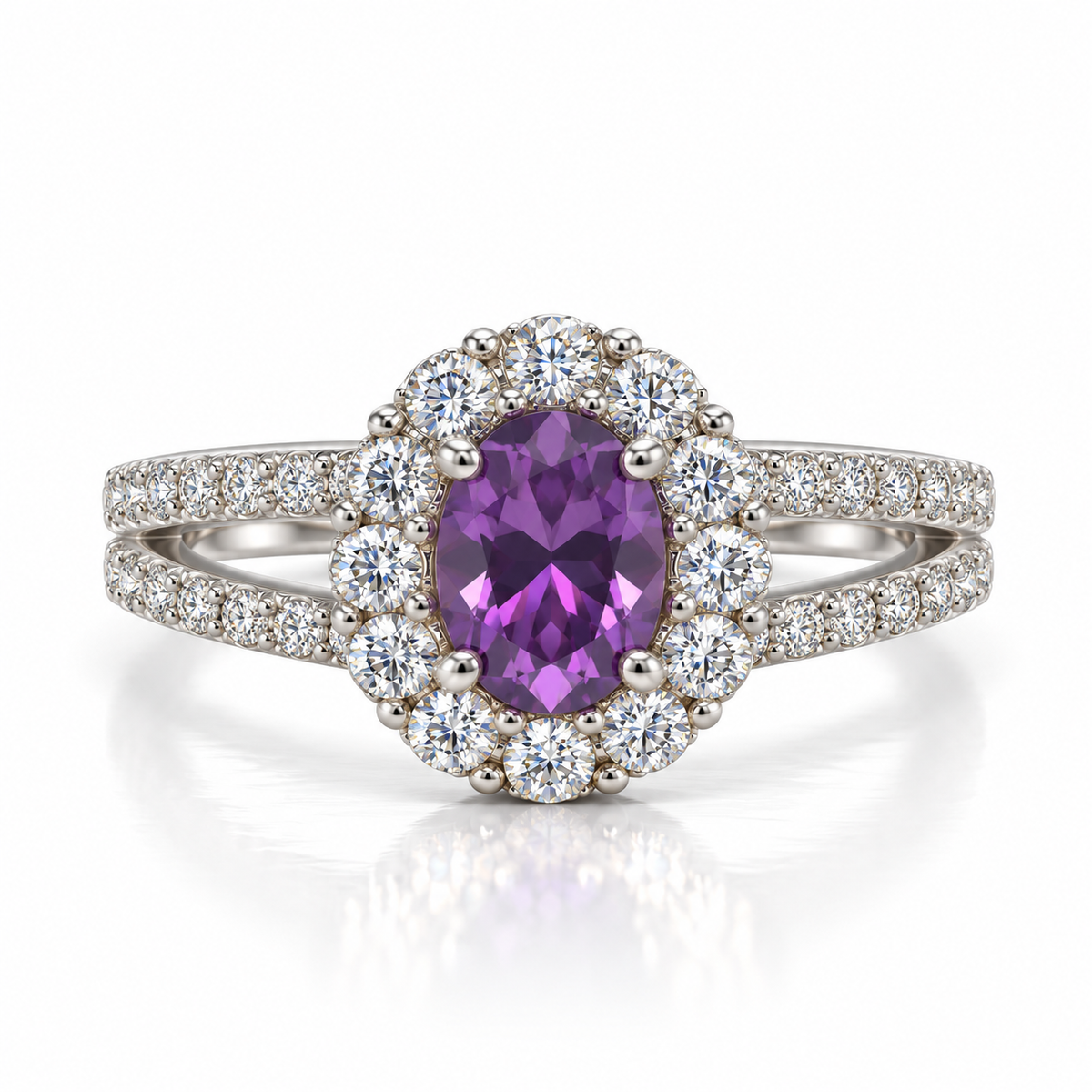 Purple CZ Cluster Dress Ring