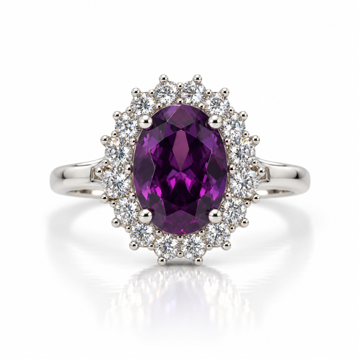 Purple CZ Cluster Dress Ring