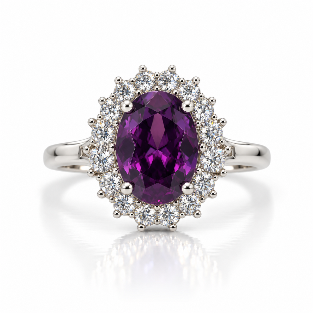 Purple CZ Cluster Dress Ring