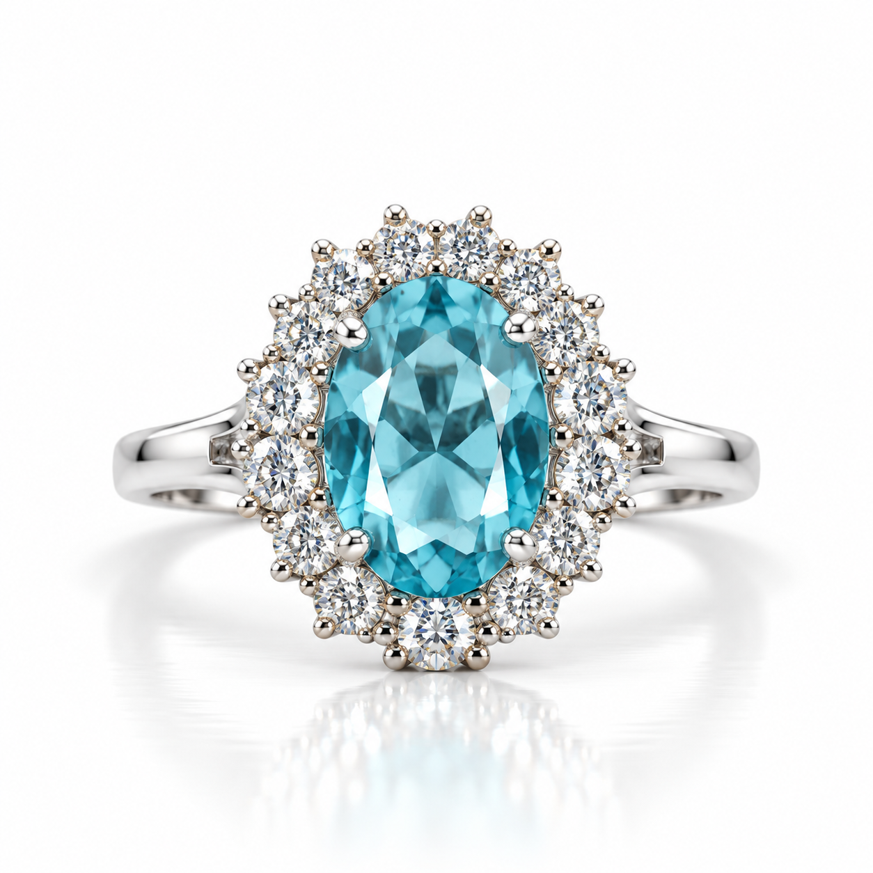 Light Blue CZ Cluster Dress Ring