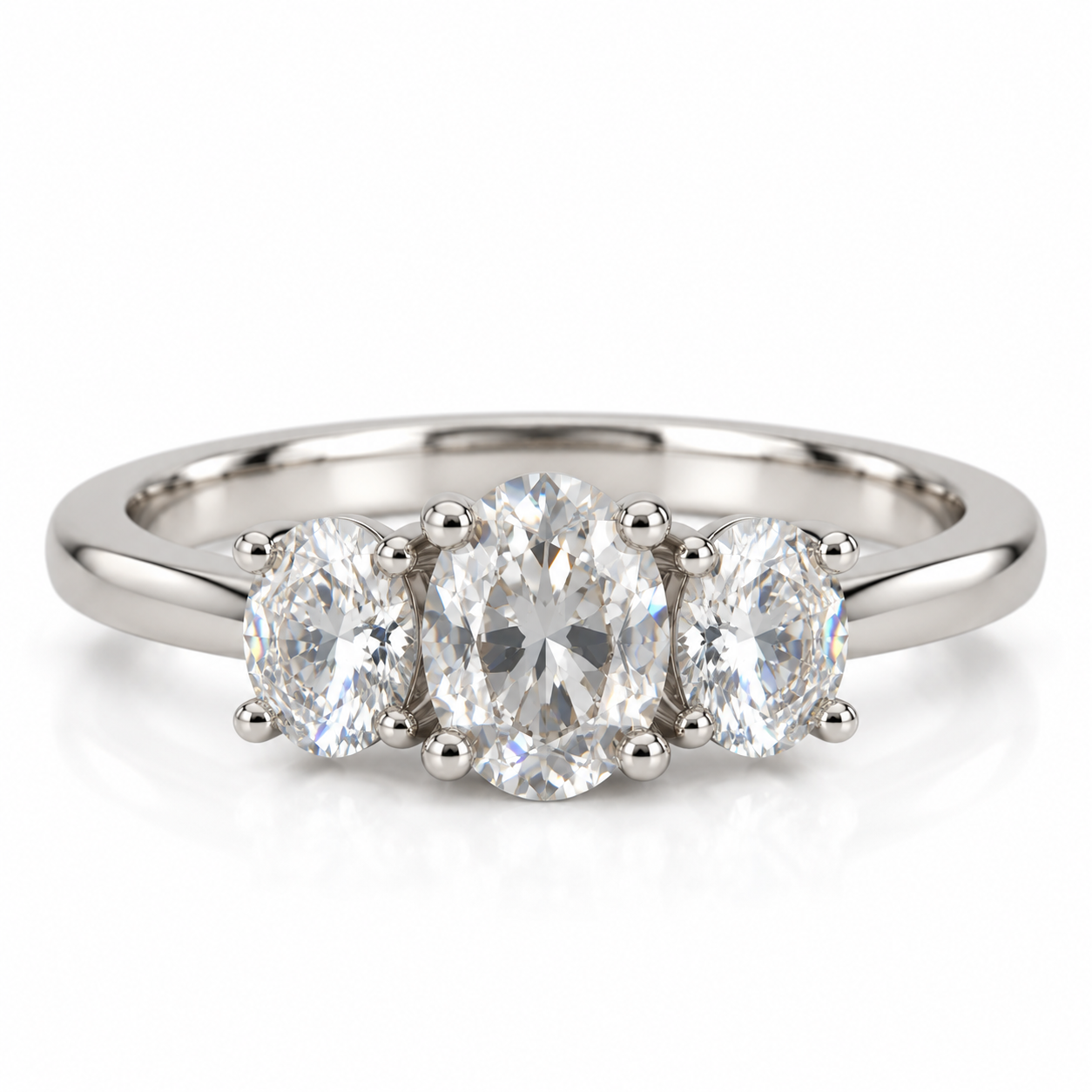 Oval Three Stone CZ Ring