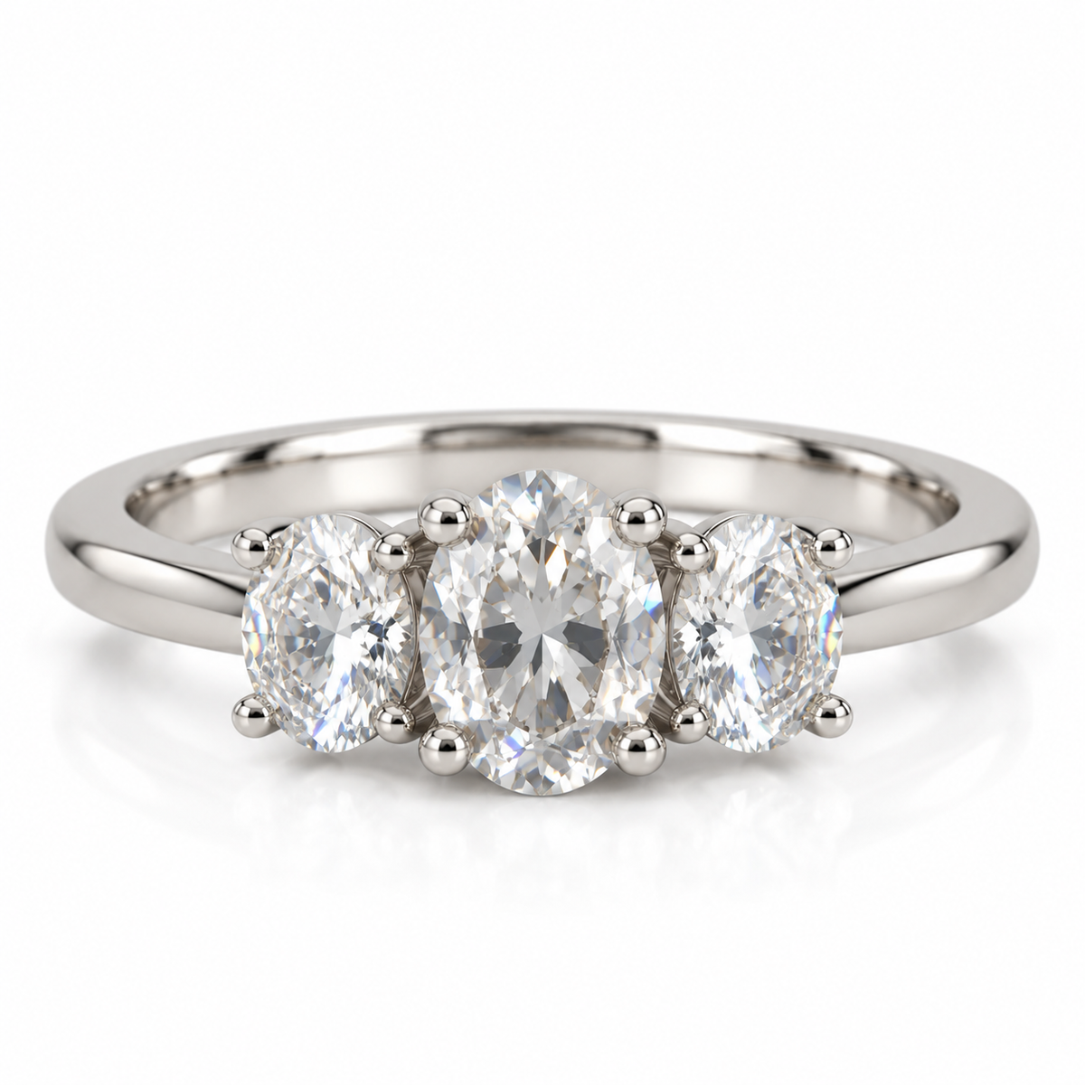 Oval Three Stone CZ Ring
