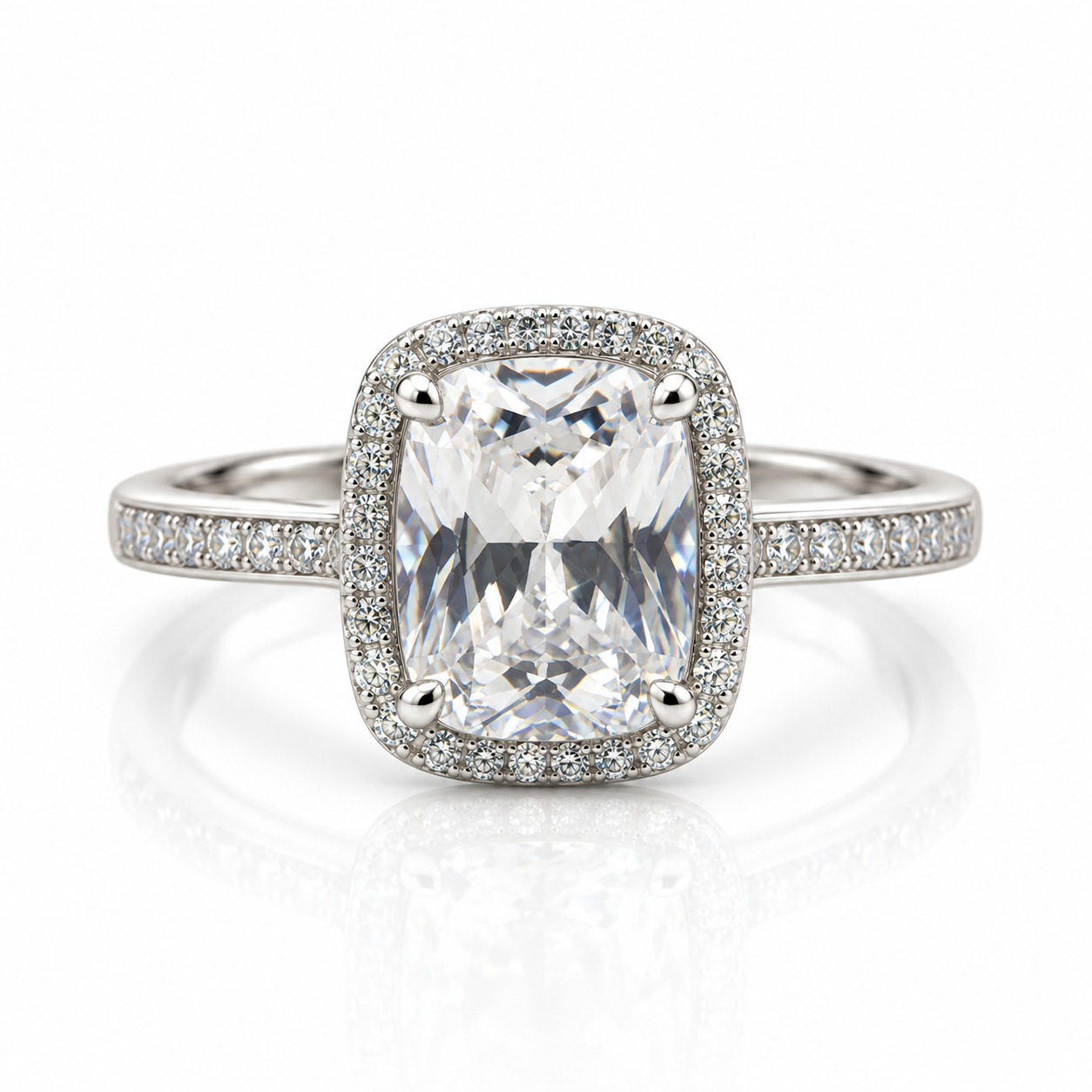 Cushion CZ Halo Ring