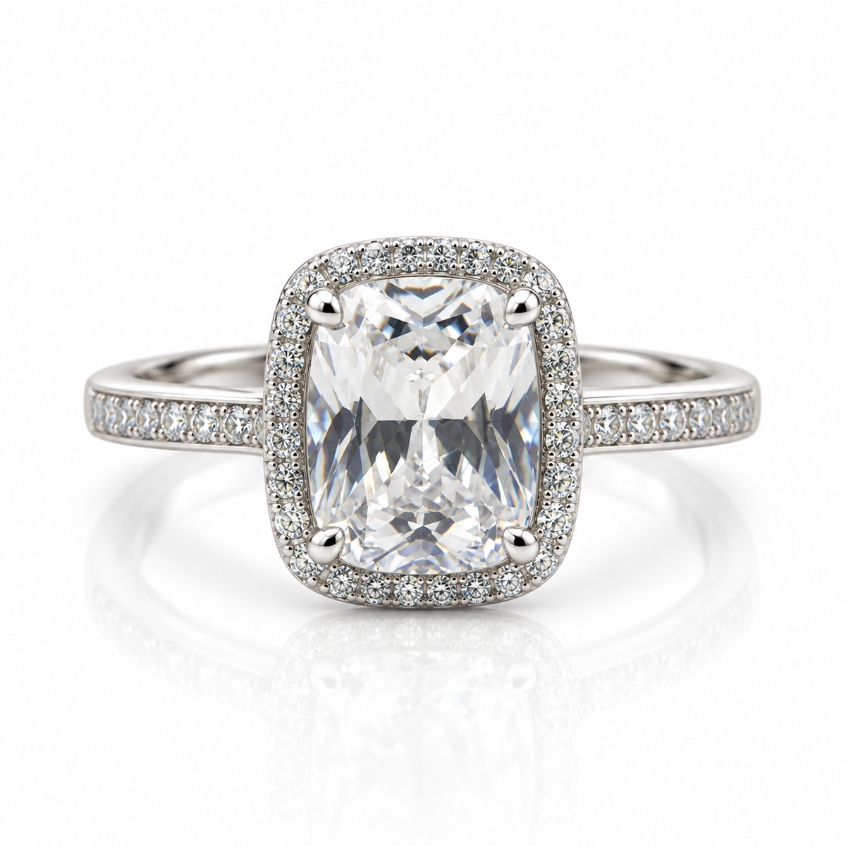 Cushion CZ Halo Ring