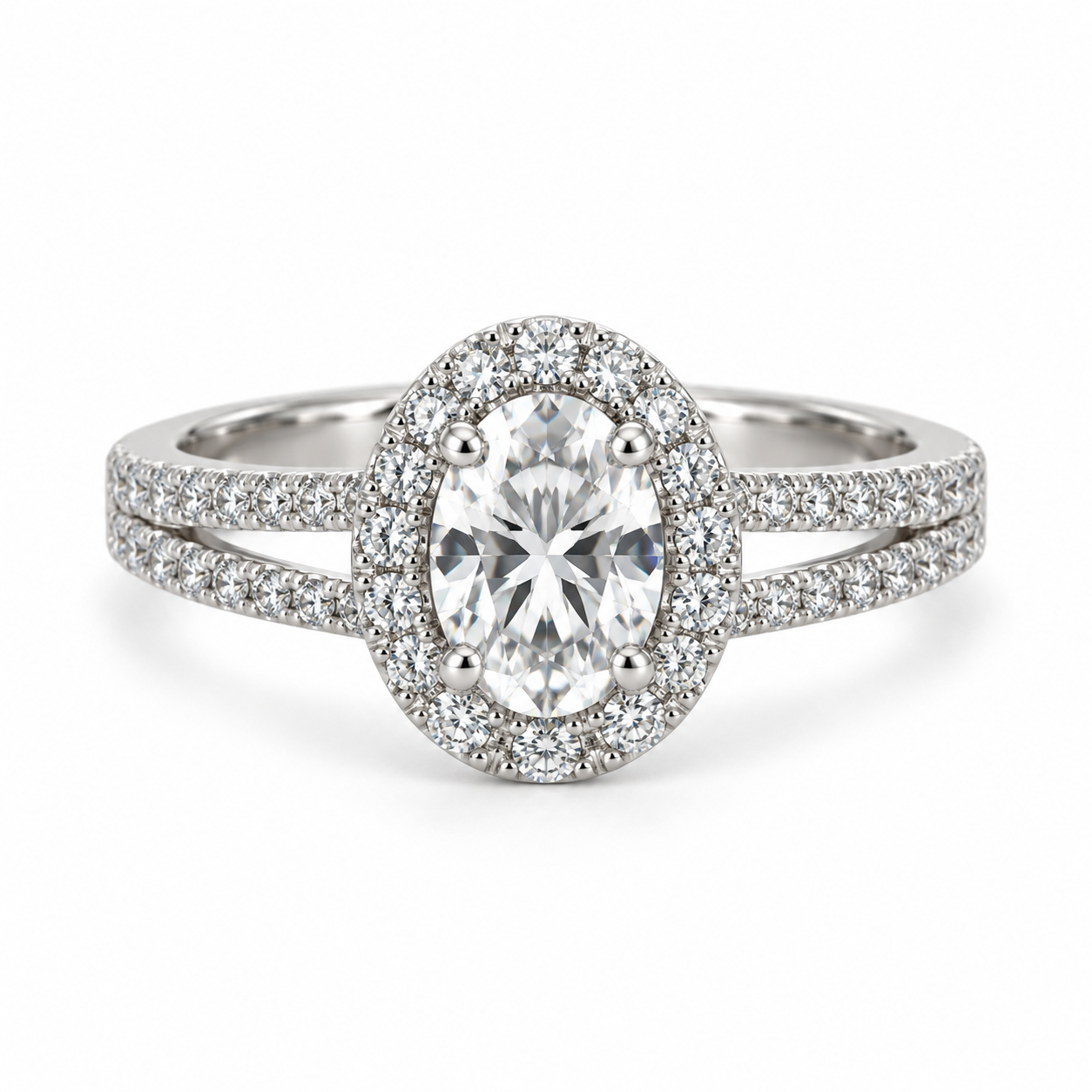 Oval CZ Halo Ring