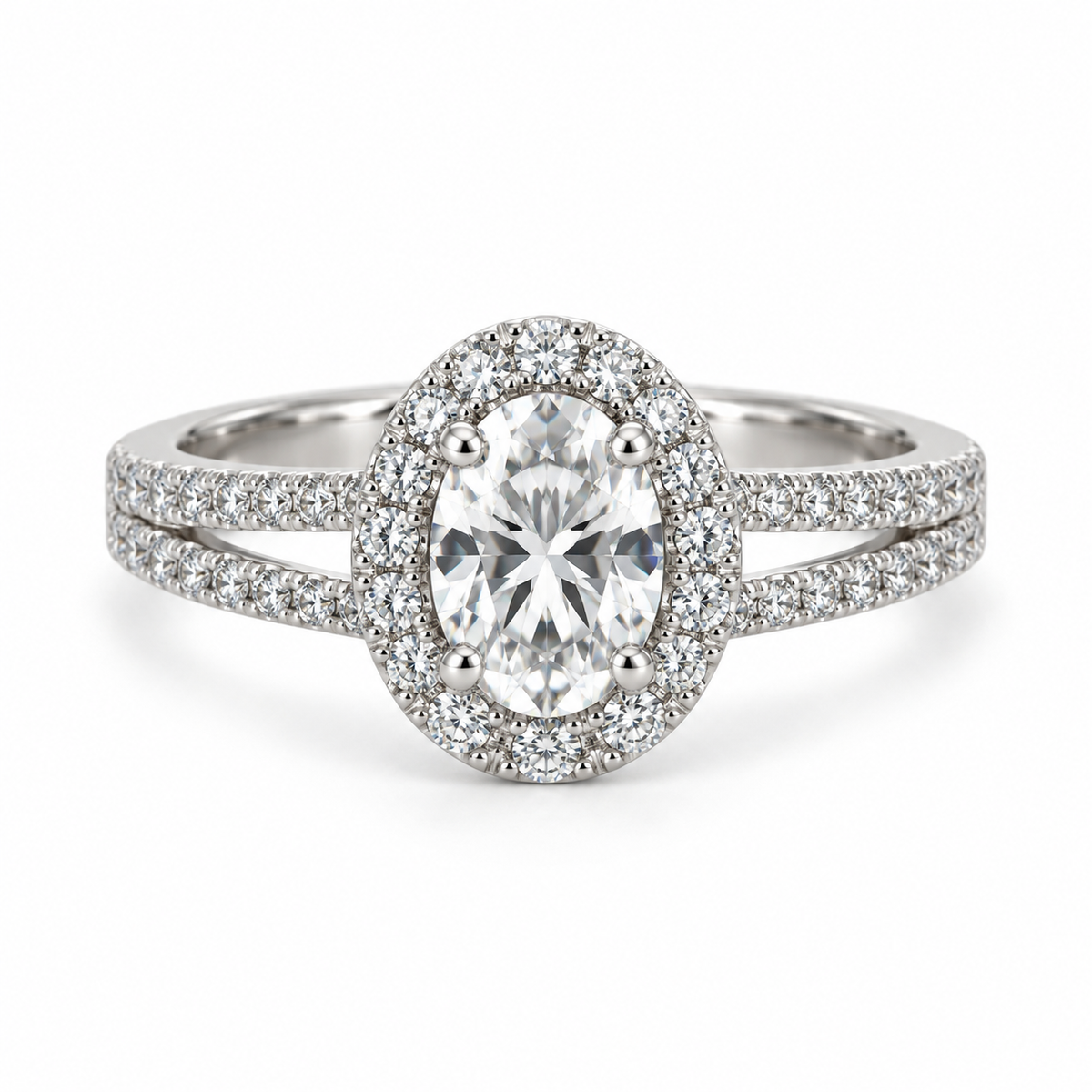 Oval CZ Halo Ring