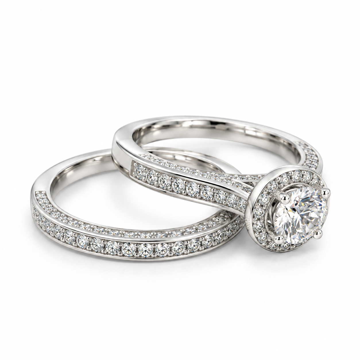 Halo CZ Double Set Rings