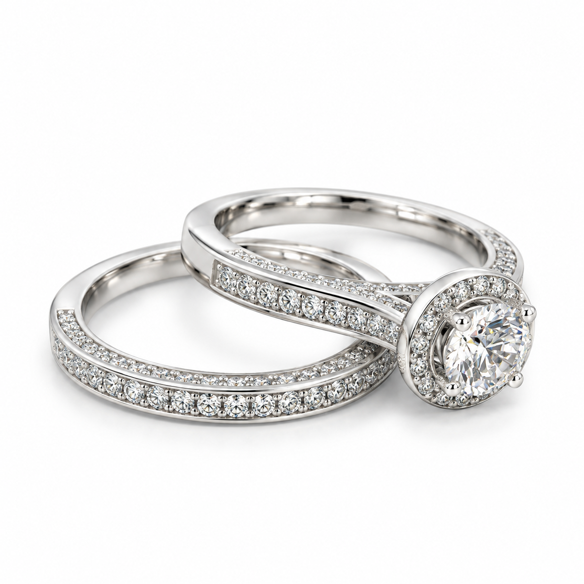 Halo CZ Double Set Rings