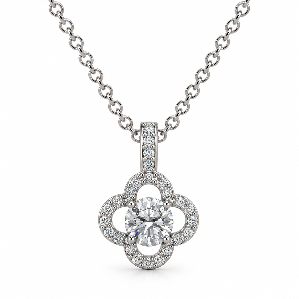 Clover Halo CZ Pendant