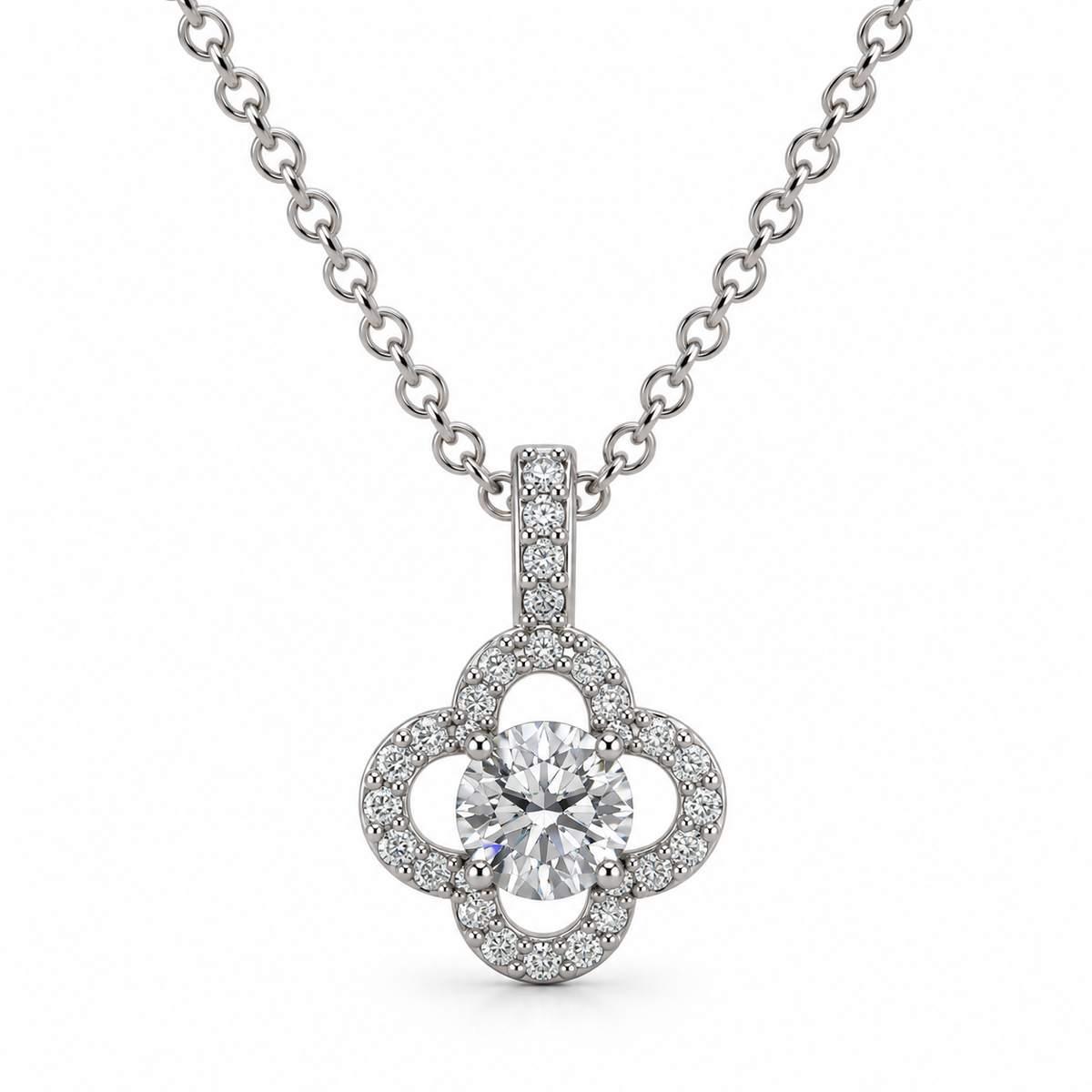 Clover Halo CZ Pendant