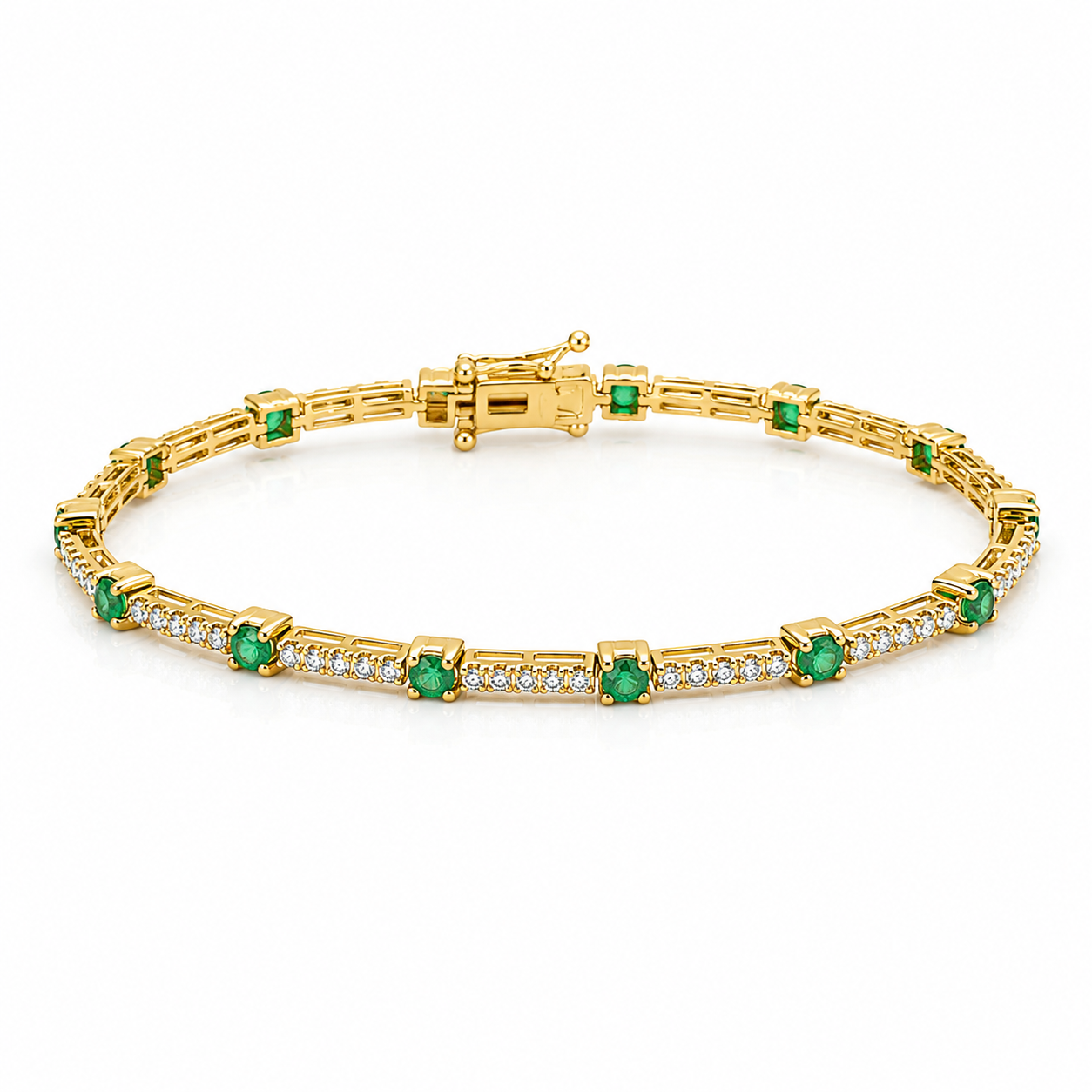 9kt Emerald and Diamond Tennis Bracelet