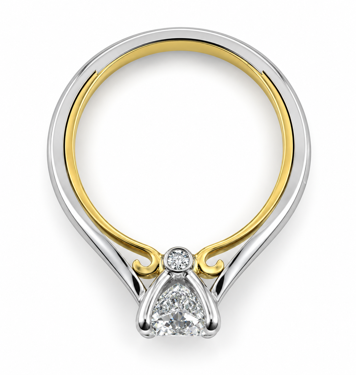 18kt Two Tone Solitaire Diamond Engagement Ring