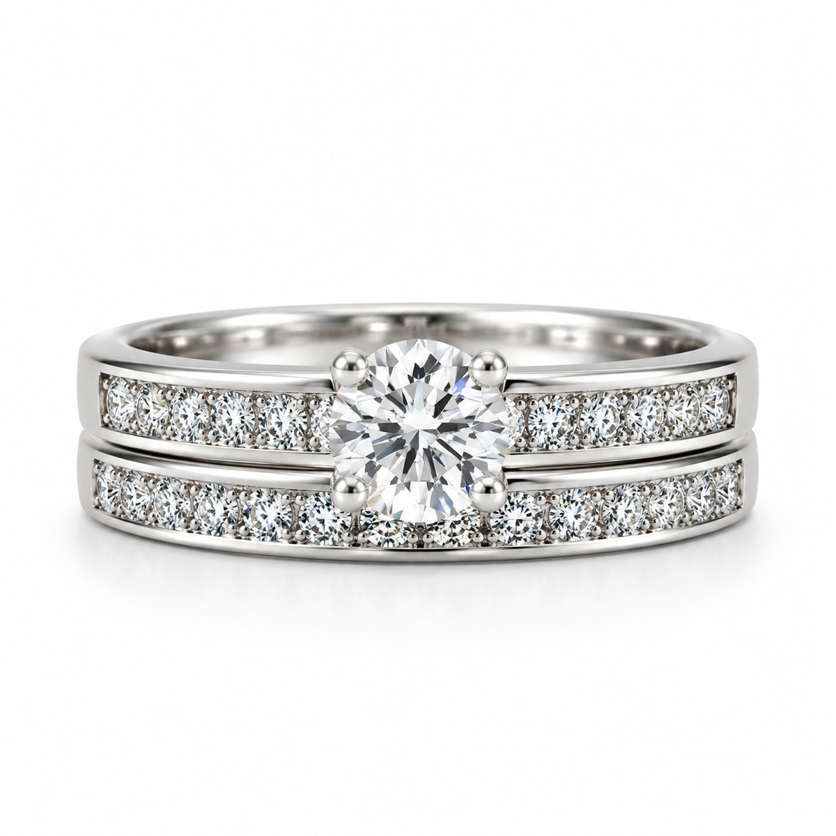 Solitaire CZ Double Set Rings