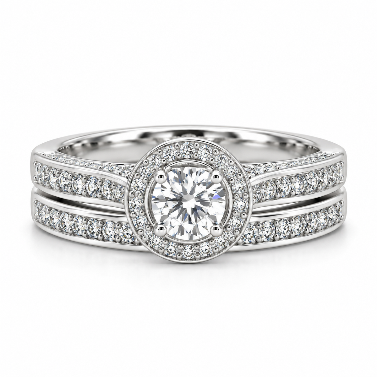 Halo CZ Double Set Rings