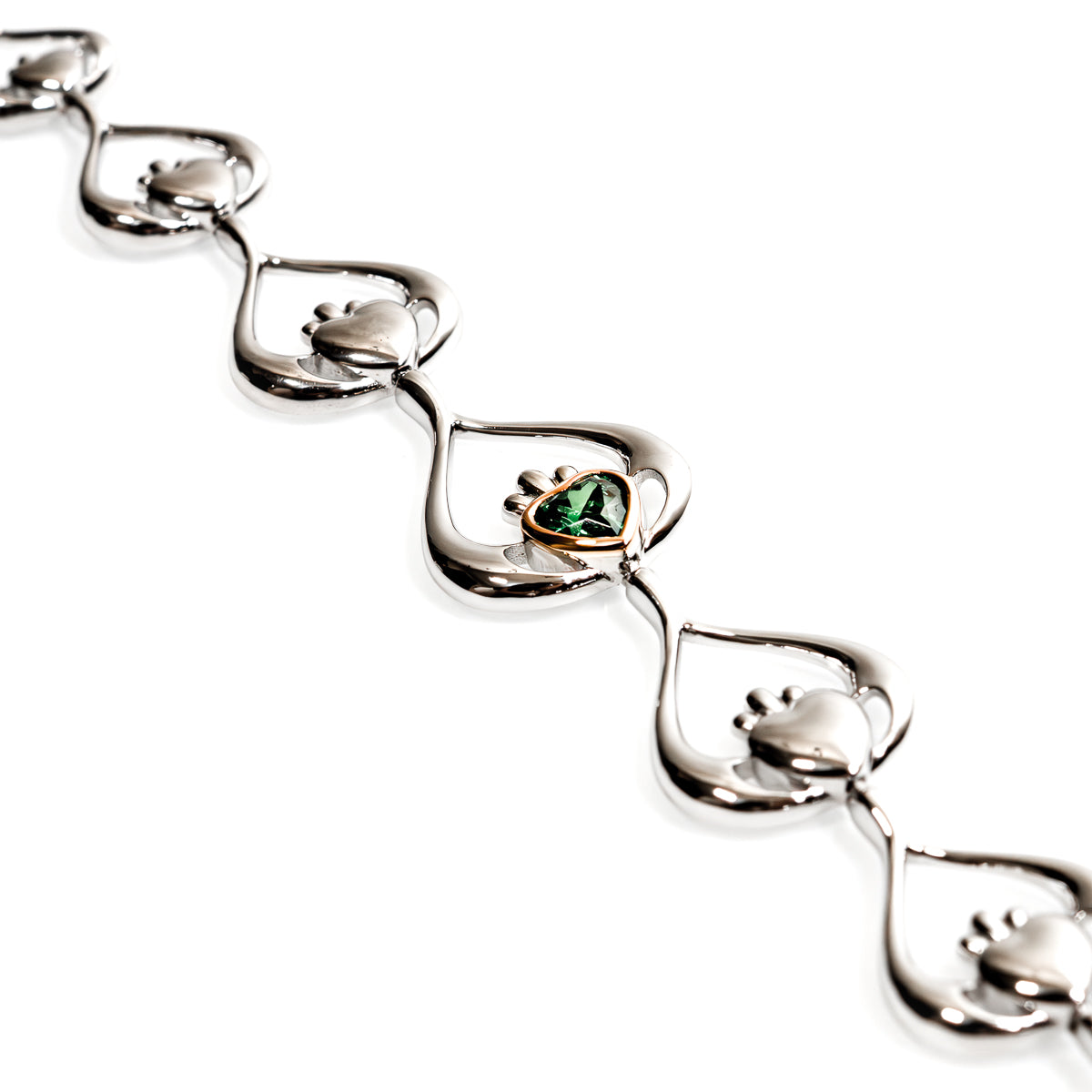 Claddagh Green Stone Bracelet
