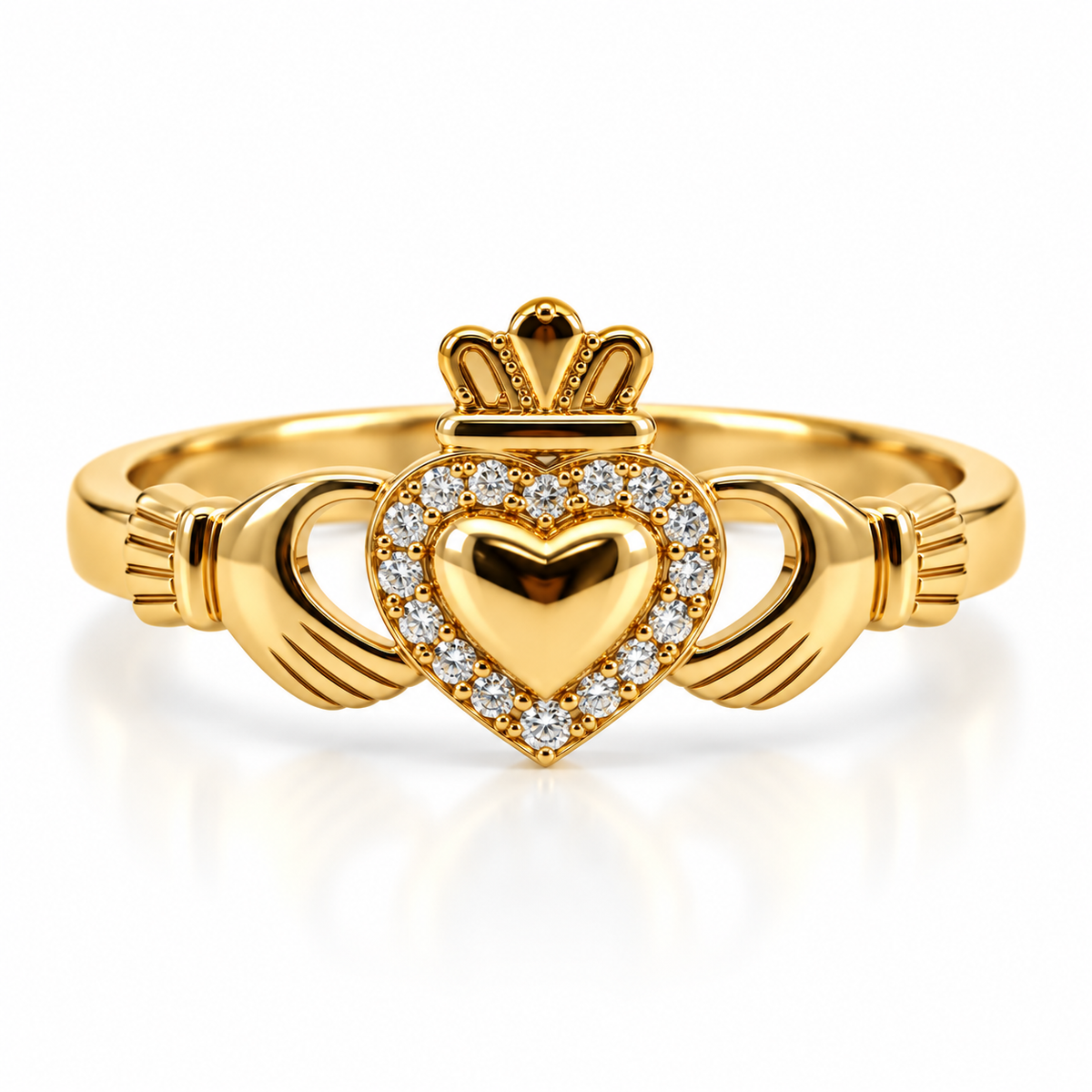 9ct Gold CZ Claddagh Ring