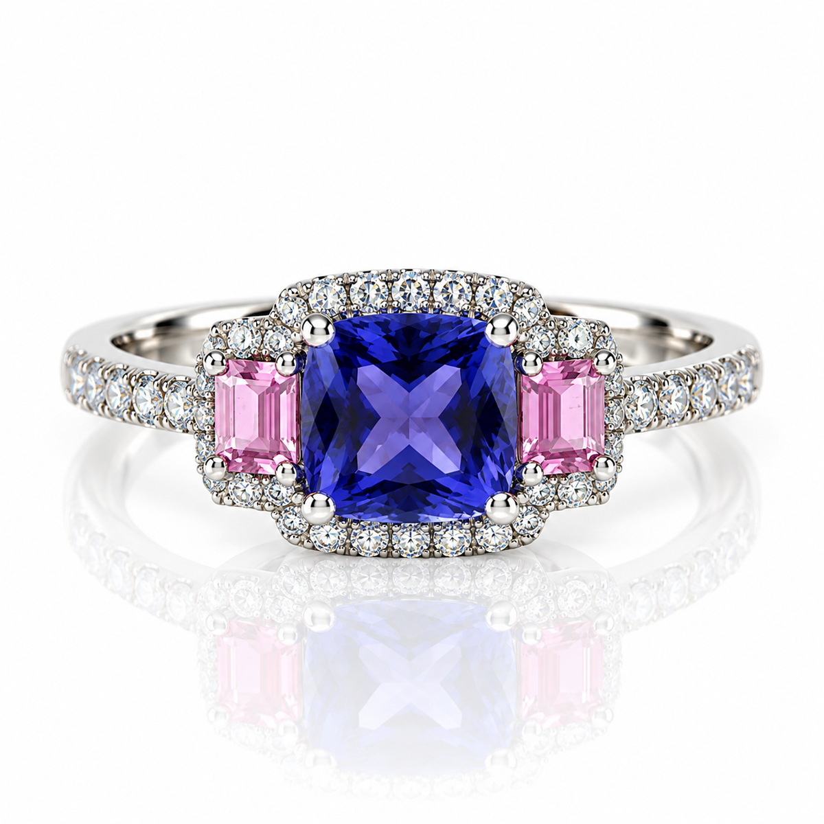 18kt Tanzanite, Pink Sapphire and Diamond Dress Ring