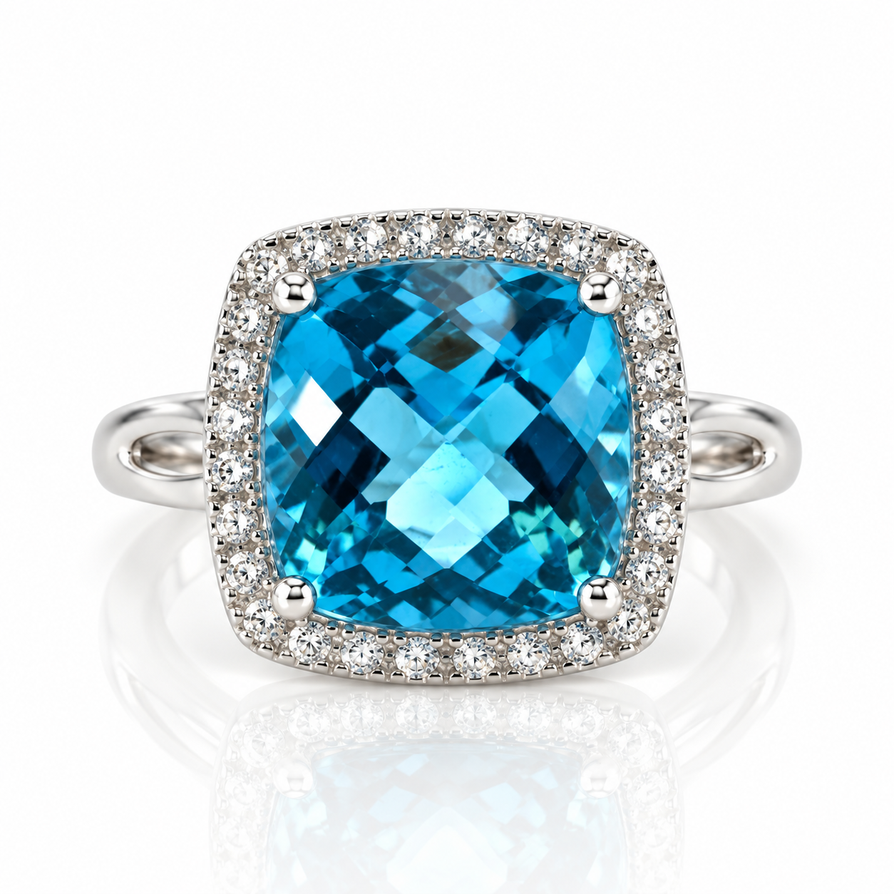9kt Blue Topaz and Diamond Dress Ring