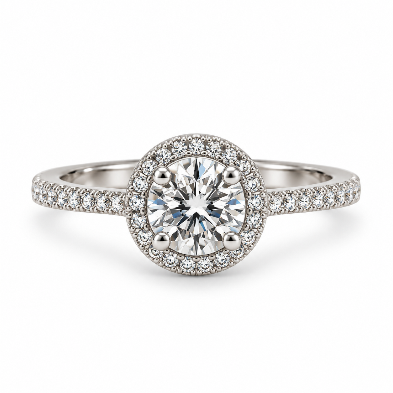 Round CZ Halo Dress Ring