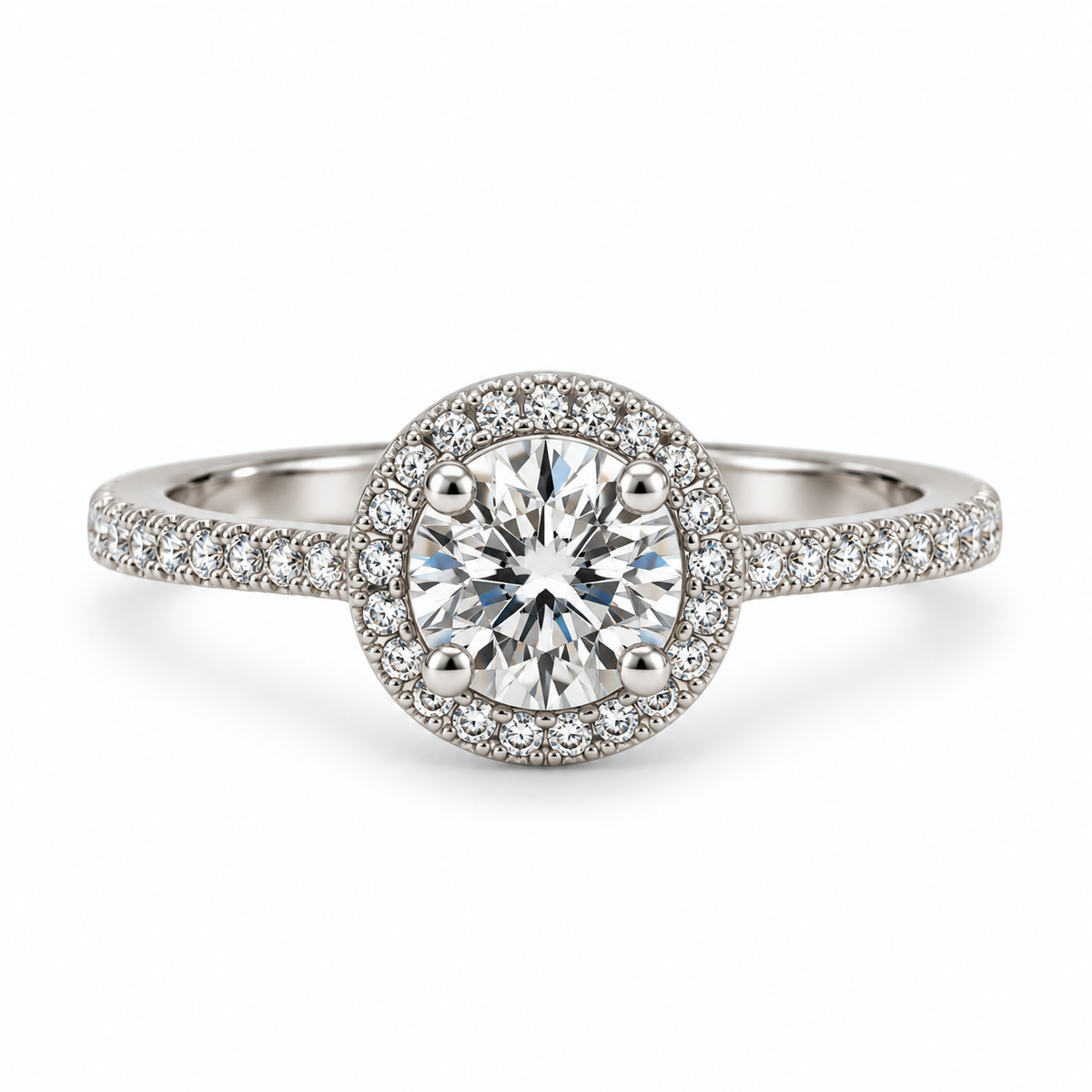 Round CZ Halo Dress Ring