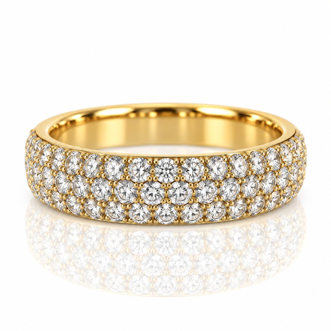 9kt Three Row Diamond Band
