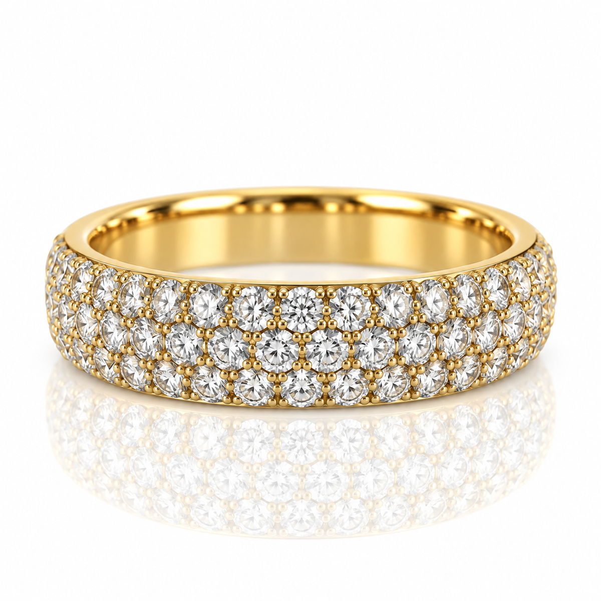 9kt Three Row Diamond Band