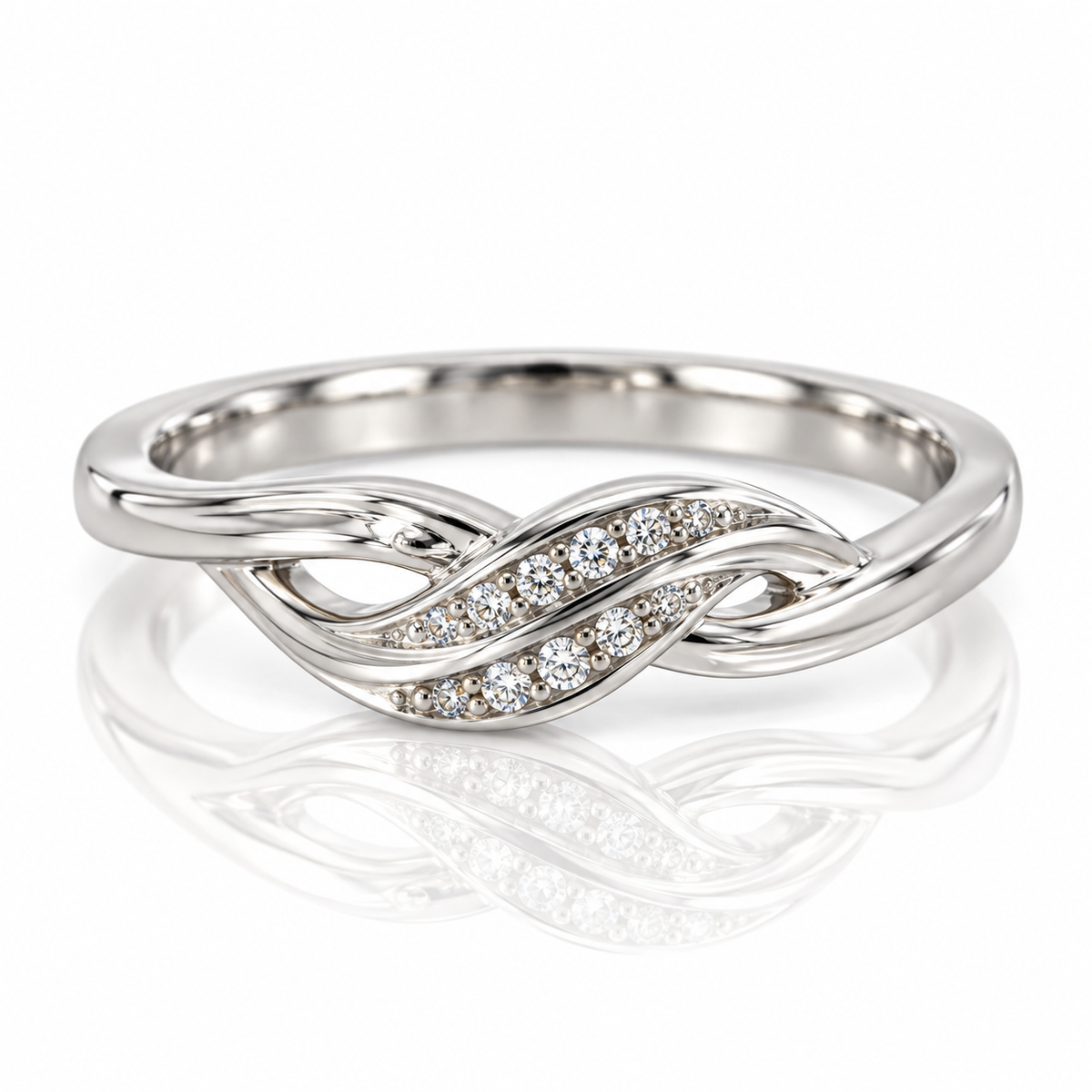 9kt Diamond Twist Dress Ring