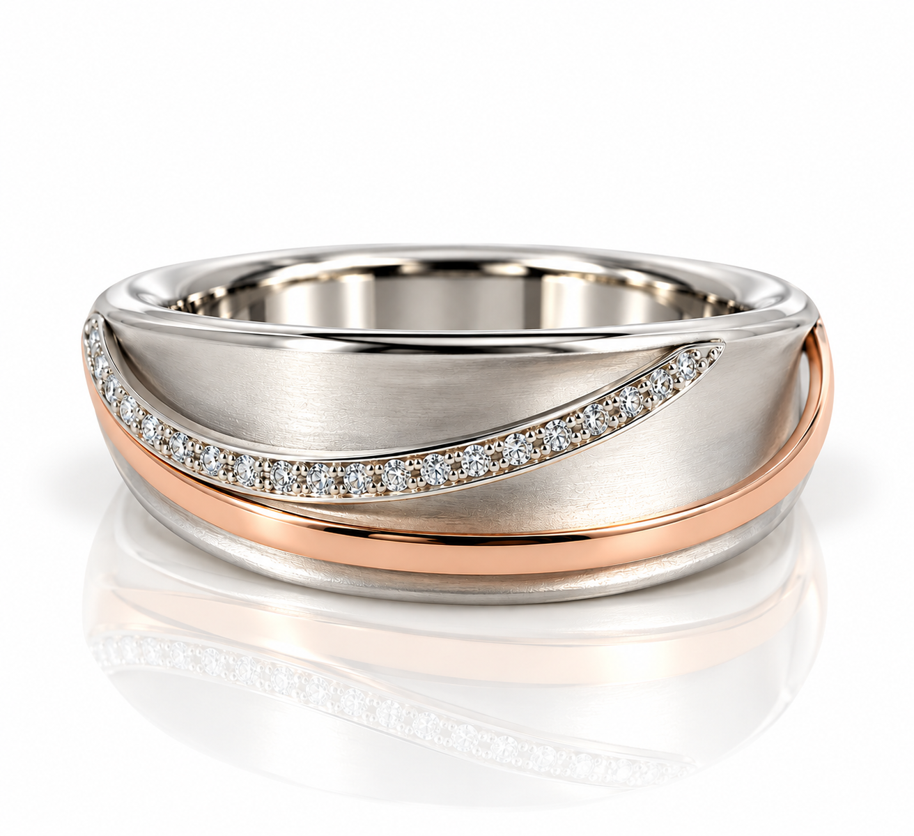9kt Diamond Two Tone Wave Dress Ring