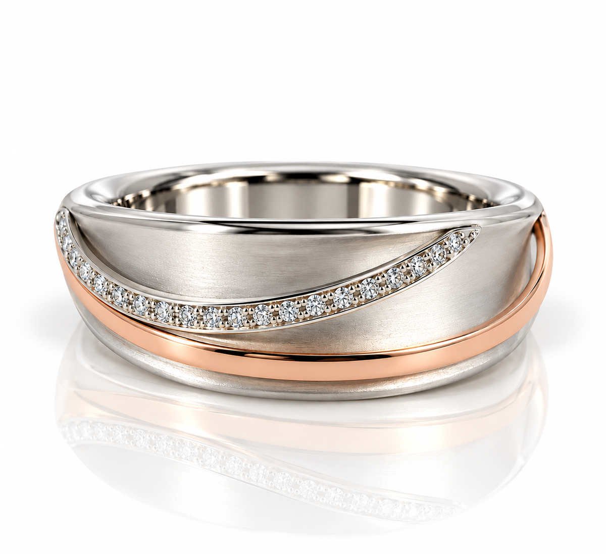 9kt Diamond Two Tone Wave Dress Ring
