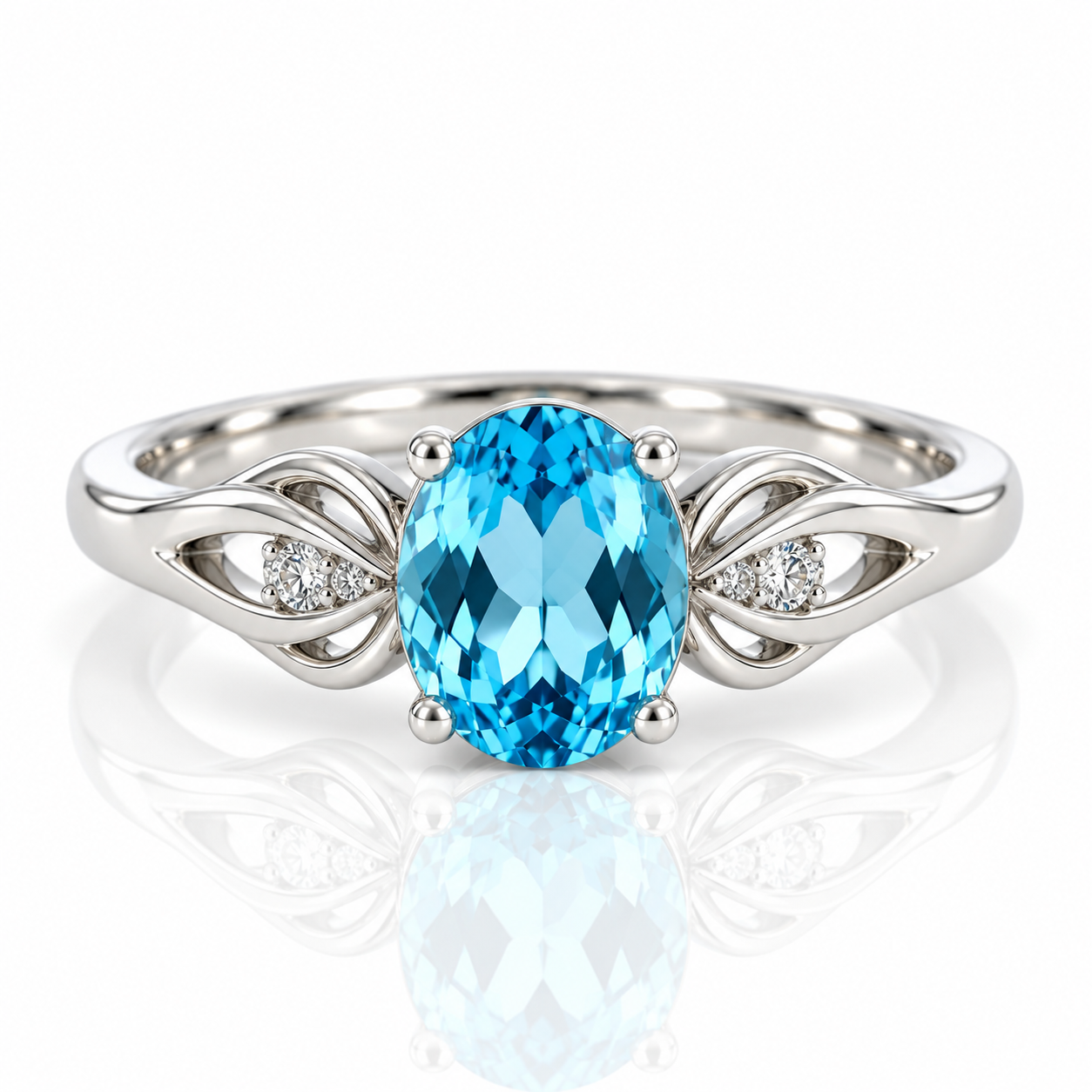 9kt Blue Topaz and Diamond Dress Ring