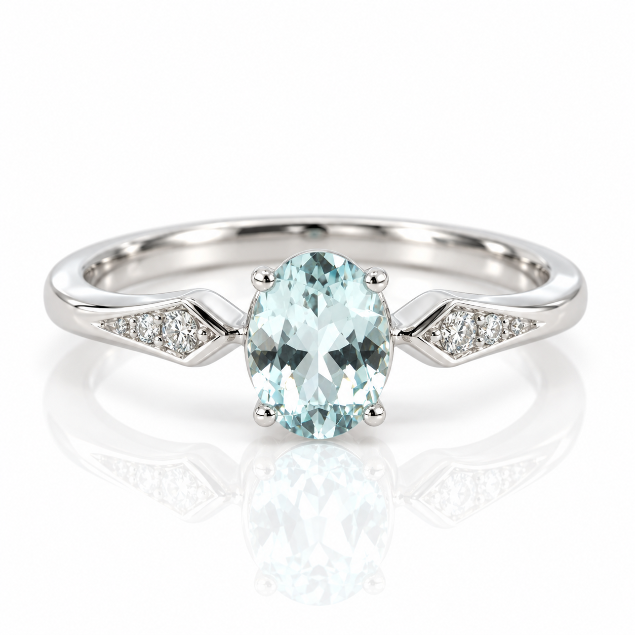 9kt Aquamarine and Diamond Dress Ring
