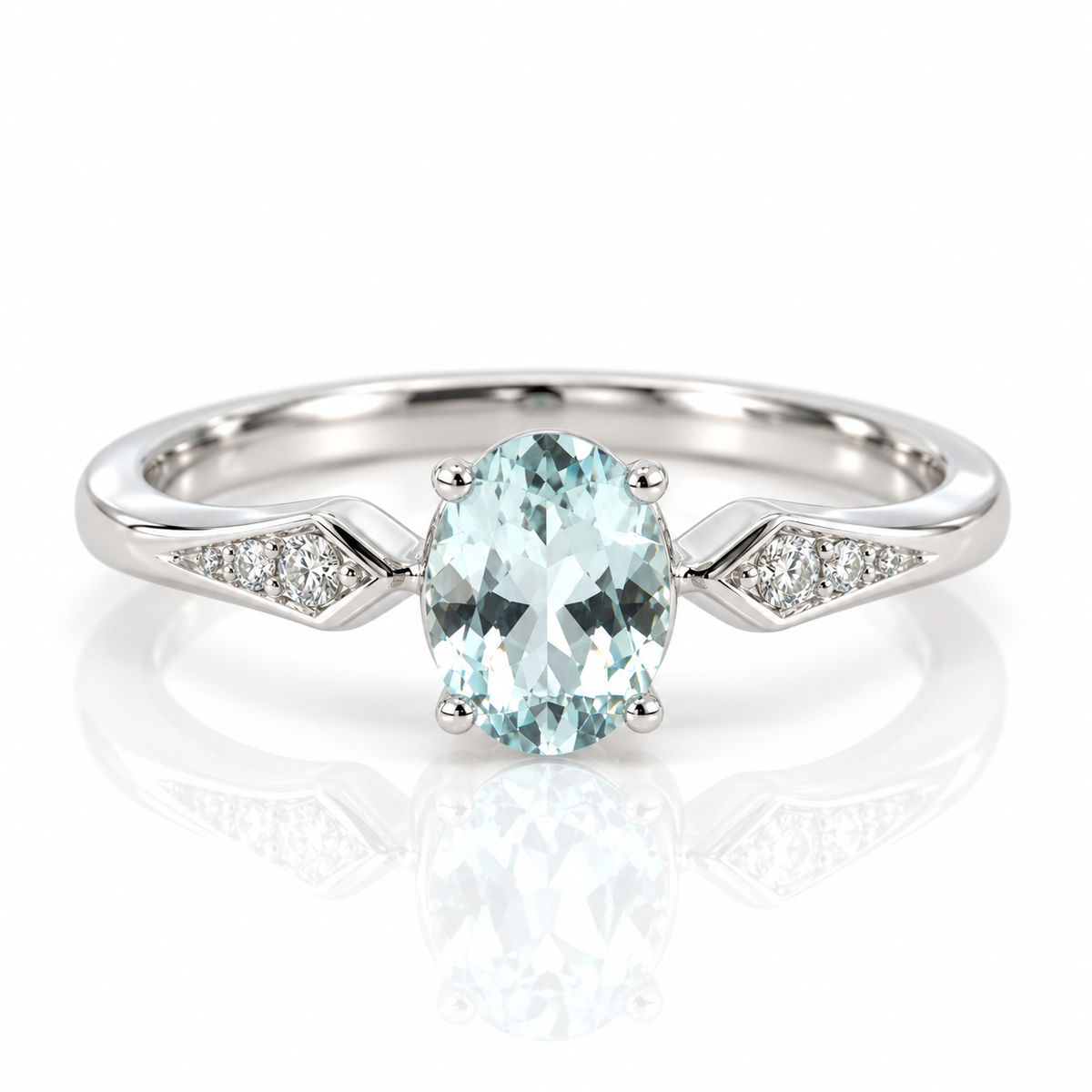 9kt Aquamarine and Diamond Dress Ring