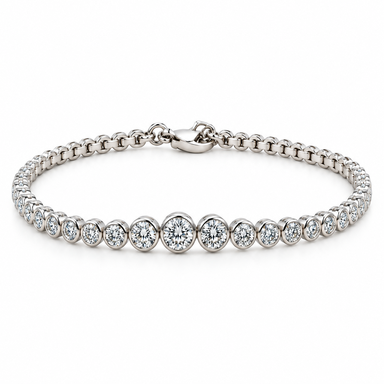 Graduated CZ Bezel Set Tennis Bracelet