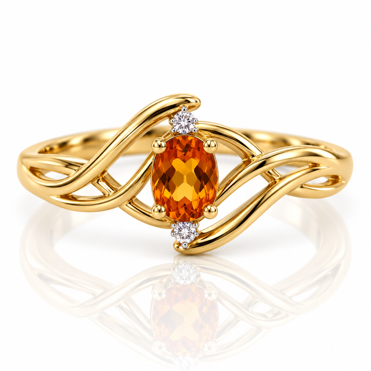 9kt Citrine and Diamond Dress Ring