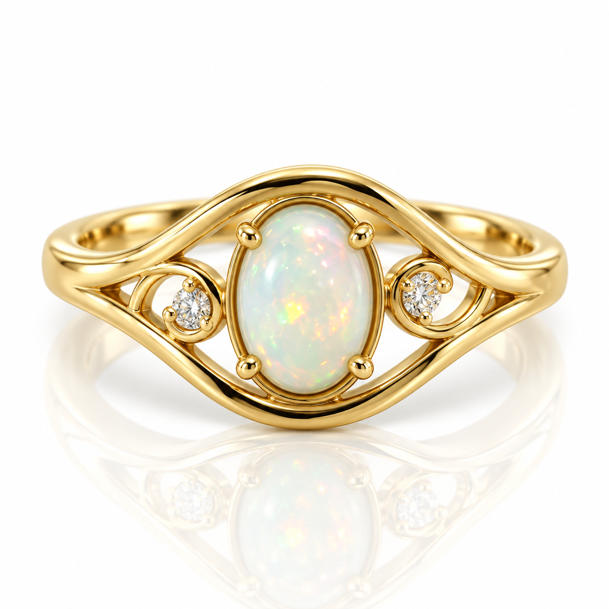 9kt Opal and Diamond Dress Ring