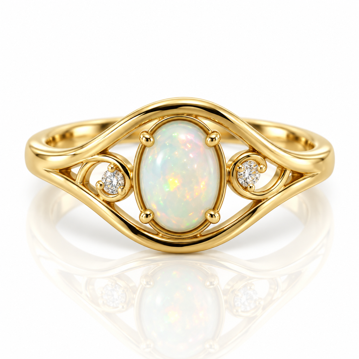 9kt Opal and Diamond Dress Ring