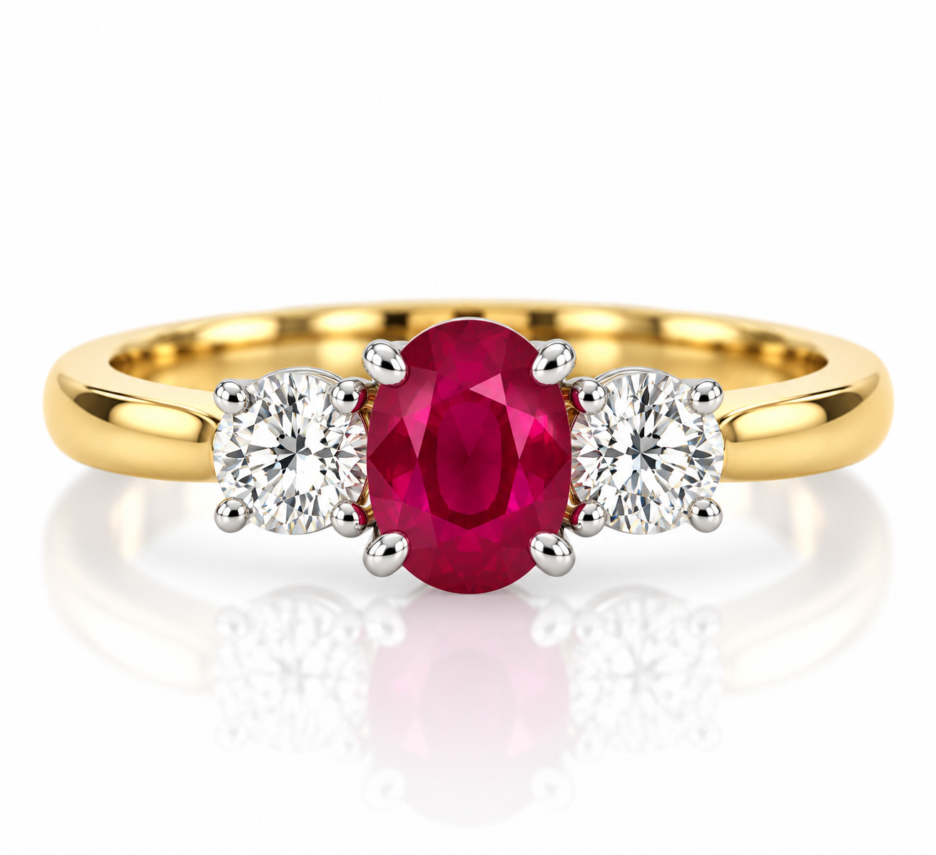 18kt Ruby and Diamond 3 Stone Dress Ring