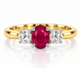 18kt Ruby and Diamond 3 Stone Dress Ring