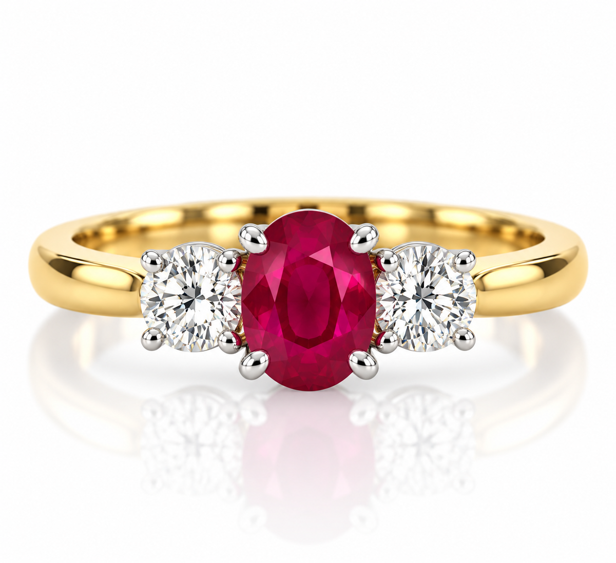 18kt Ruby and Diamond 3 Stone Dress Ring