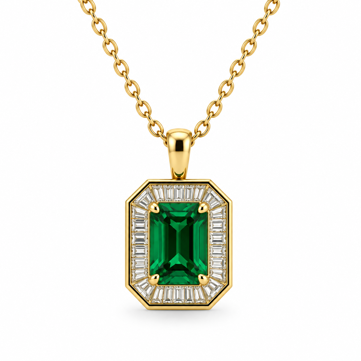 Emerald Cut Emerald CZ Pendant