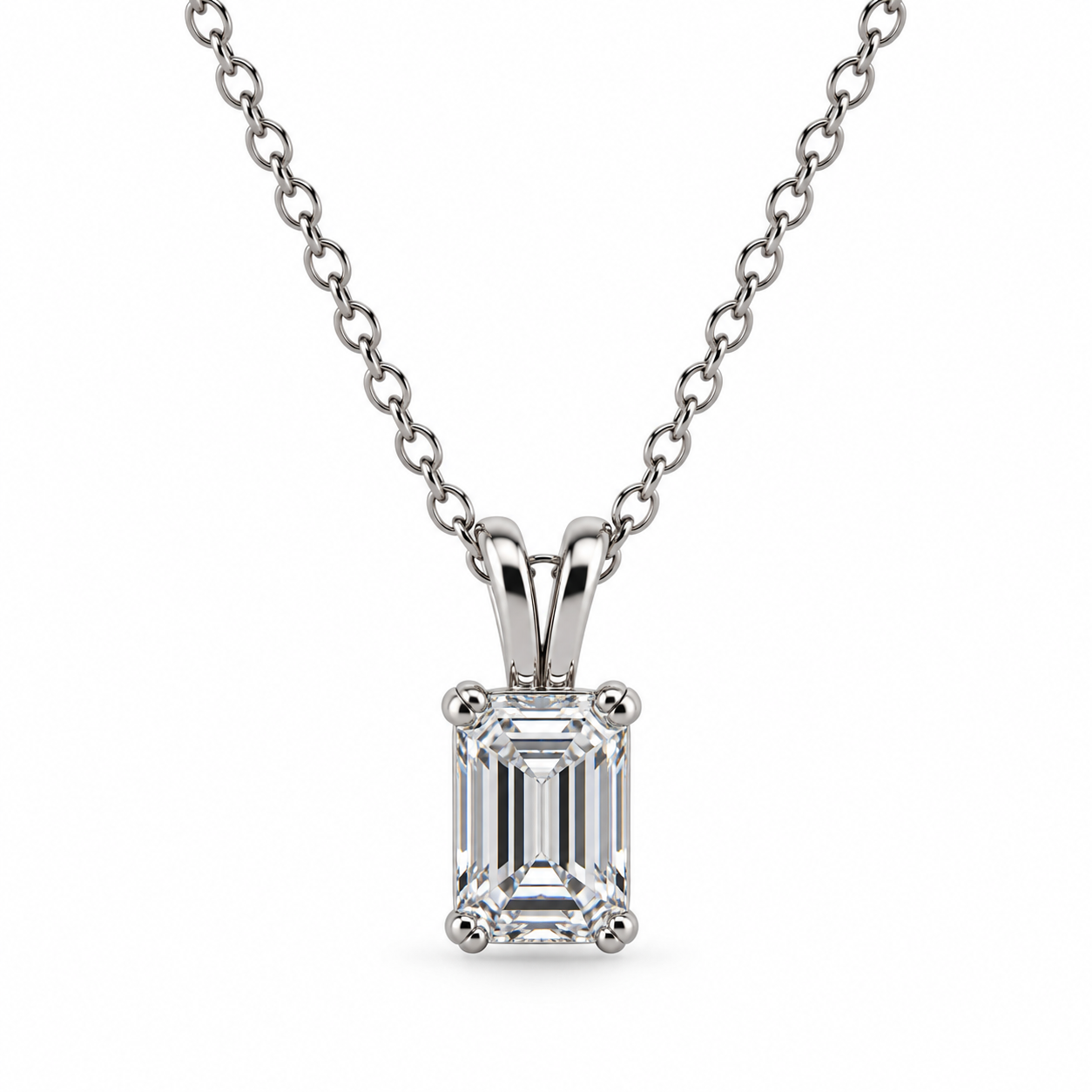 Emerald Cut Solitaire CZ Pendant