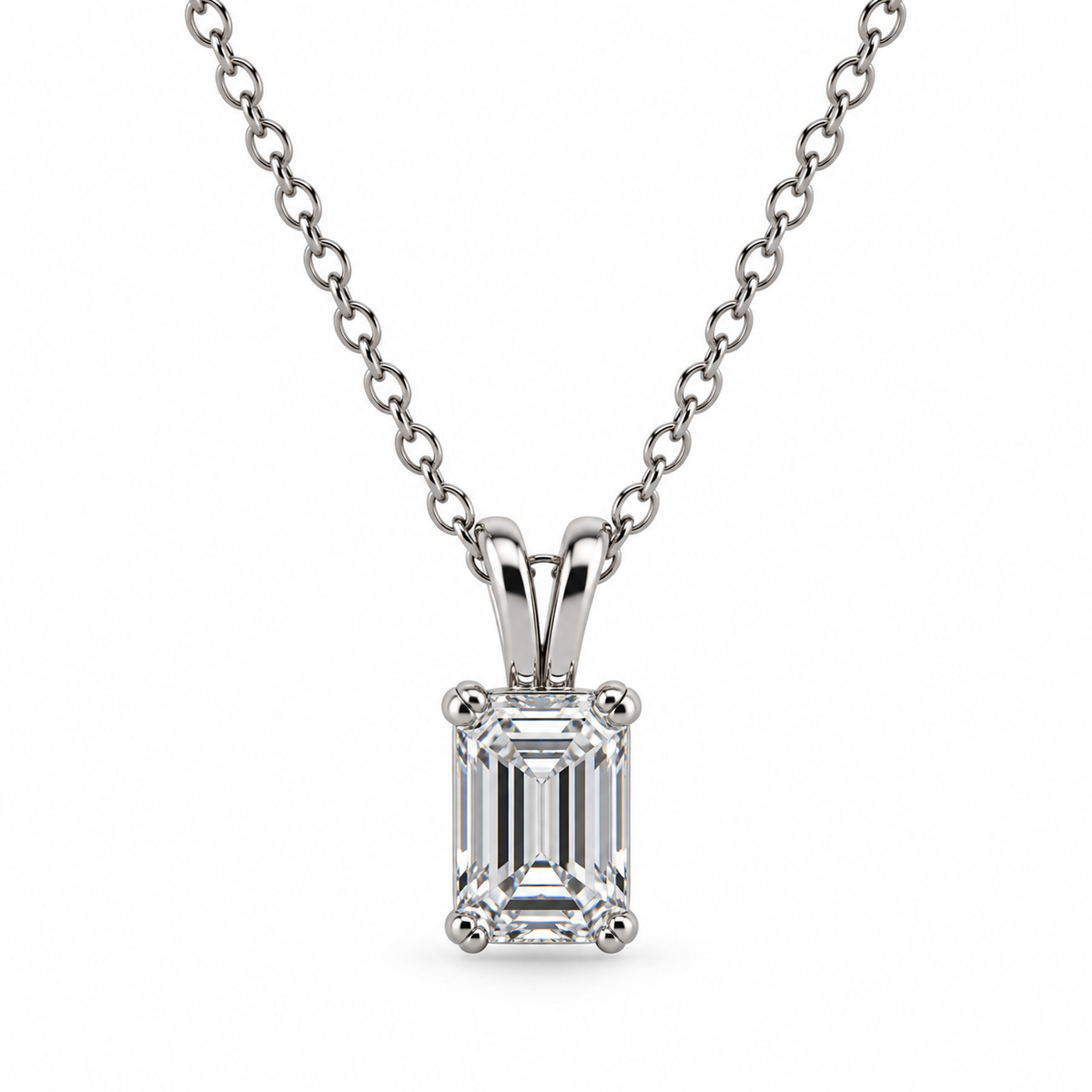 Emerald Cut Solitaire CZ Pendant