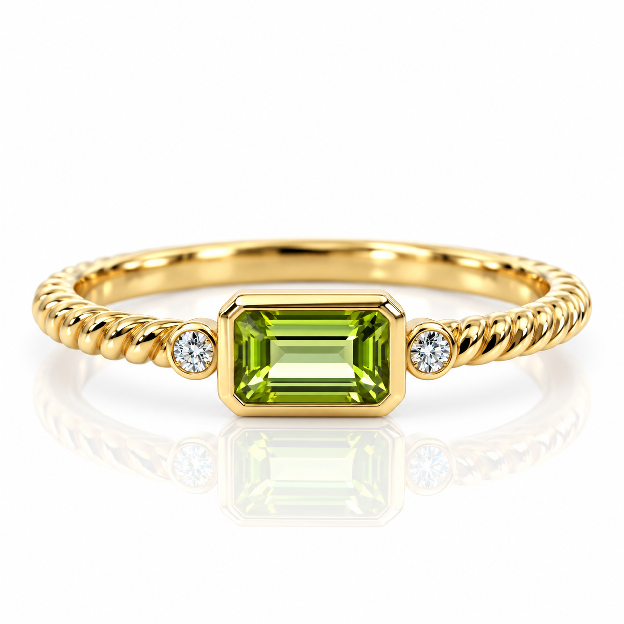 9kt Peridot and Diamond Ring