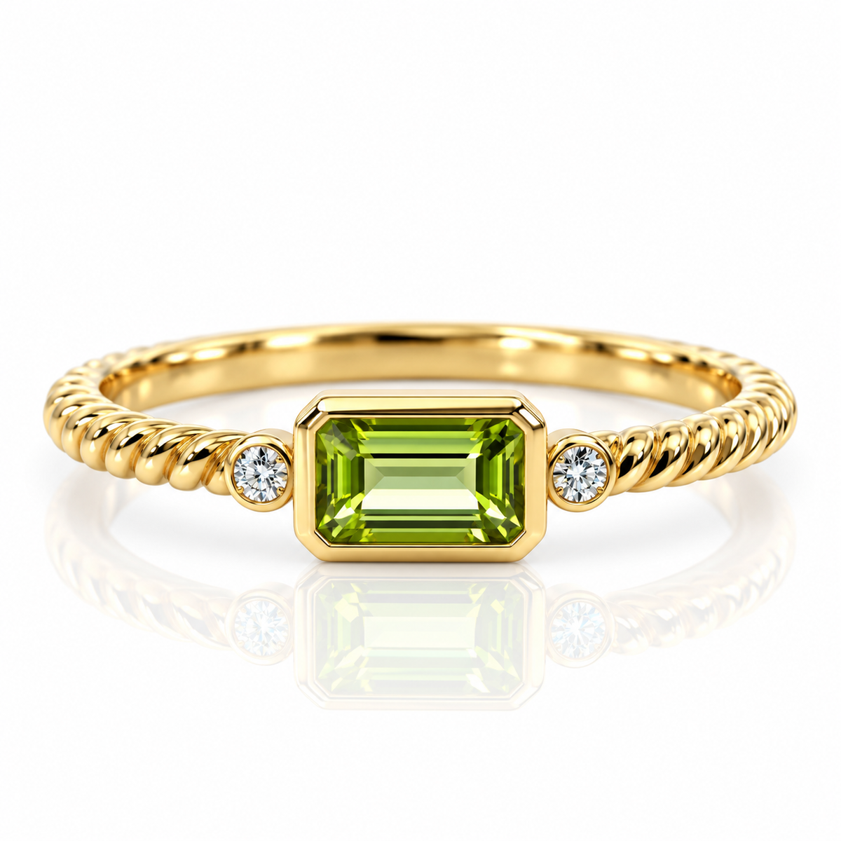 9kt Peridot and Diamond Ring